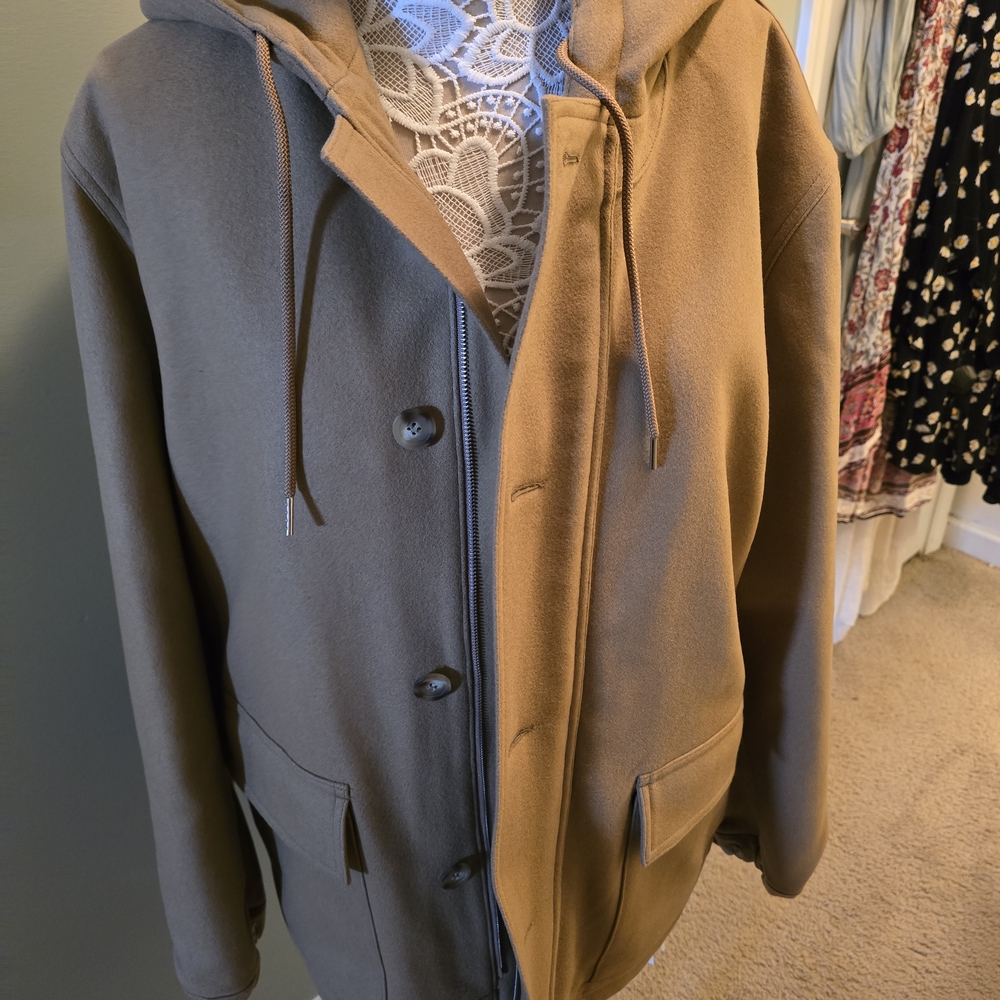 Sandro Women's Tan Pea Coat with Hood